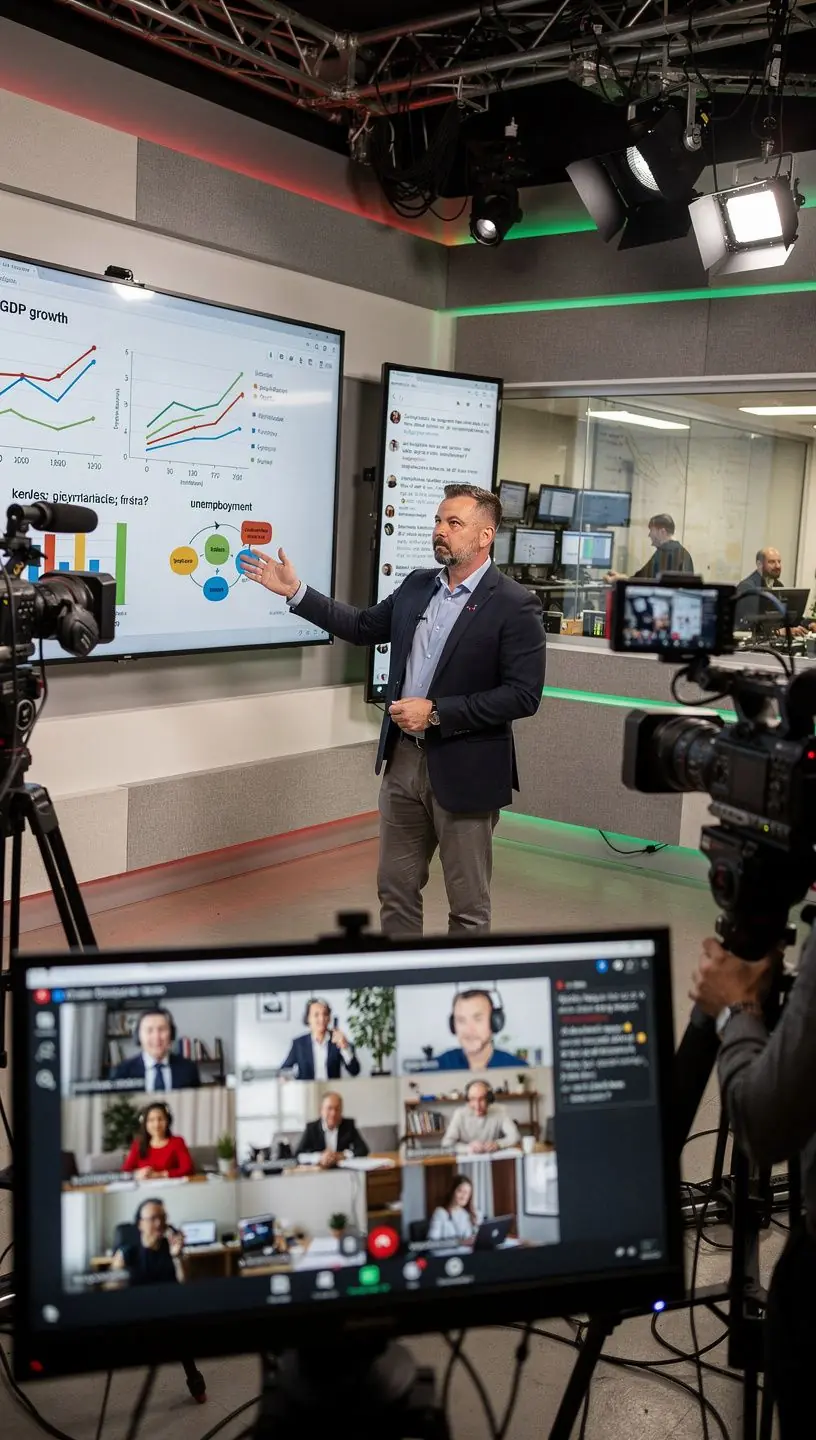 Makrogazdasági mutatók grafikonja, amely a gazdasági növekedést és inflációt ábrázolja.